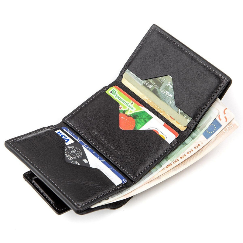 Суворе портмоне унісекс з гладкої шкіри GRANDE PELLE Чорне