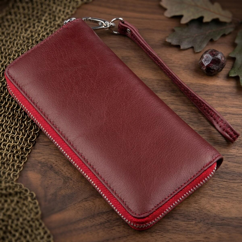 Універсальний клатч-гаманець для жінок ST Leather Темно-червоний