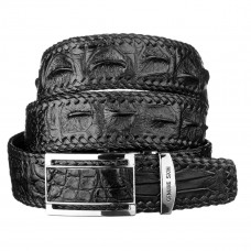Ремень-автомат CROCODILE LEATHER из натуральной кожи крокодила Черный