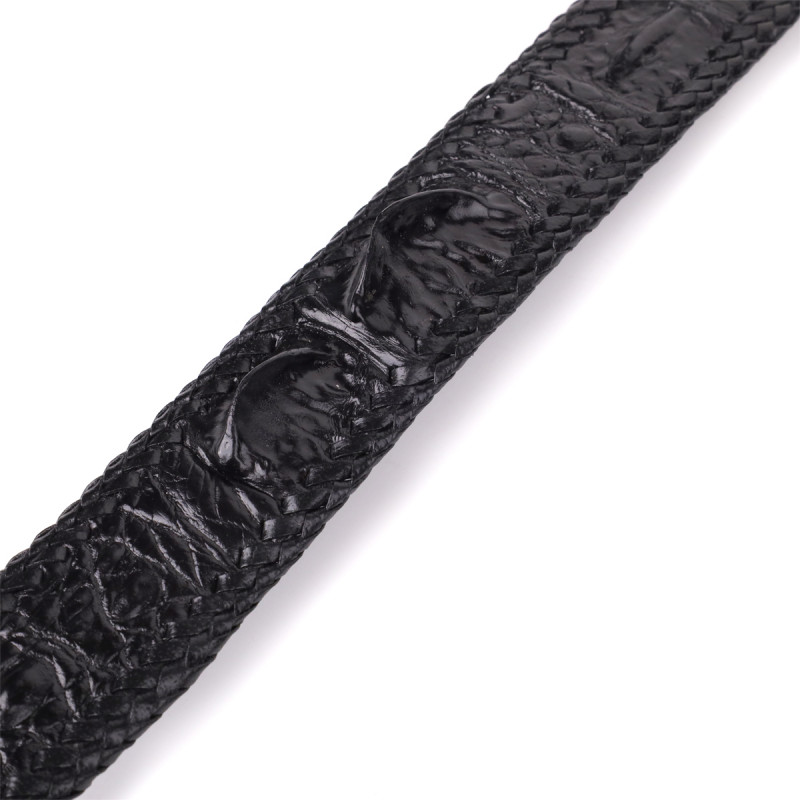 Ремень-автомат CROCODILE LEATHER из натуральной кожи крокодила Черный