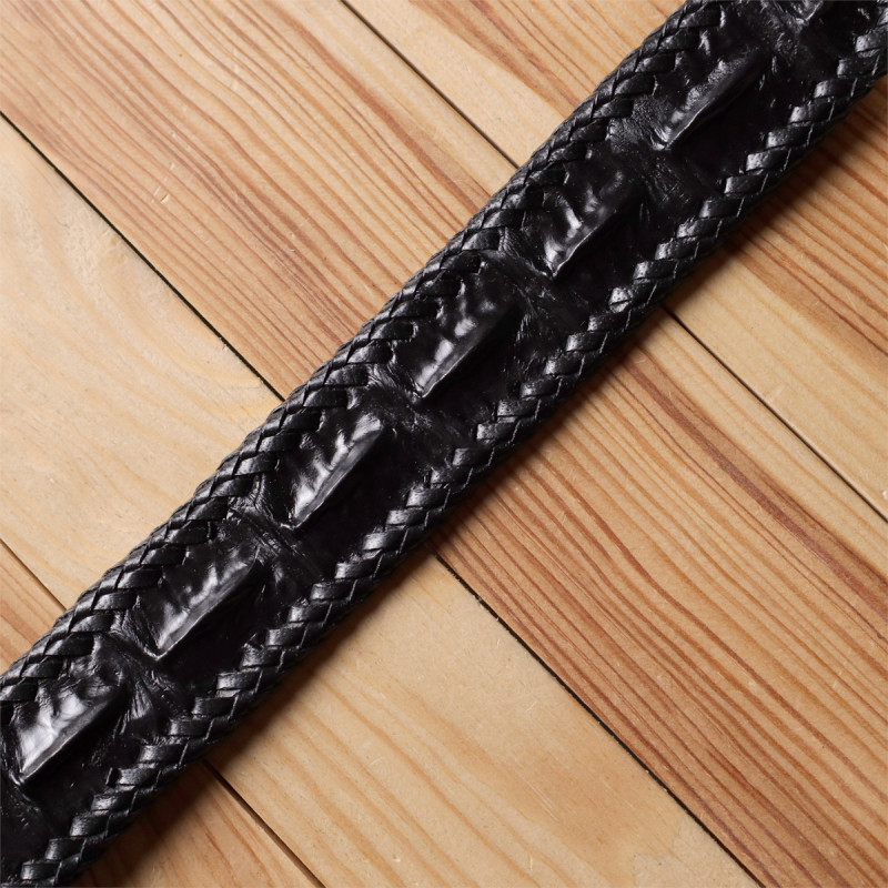 Ремень-автомат CROCODILE LEATHER из натуральной кожи крокодила Черный