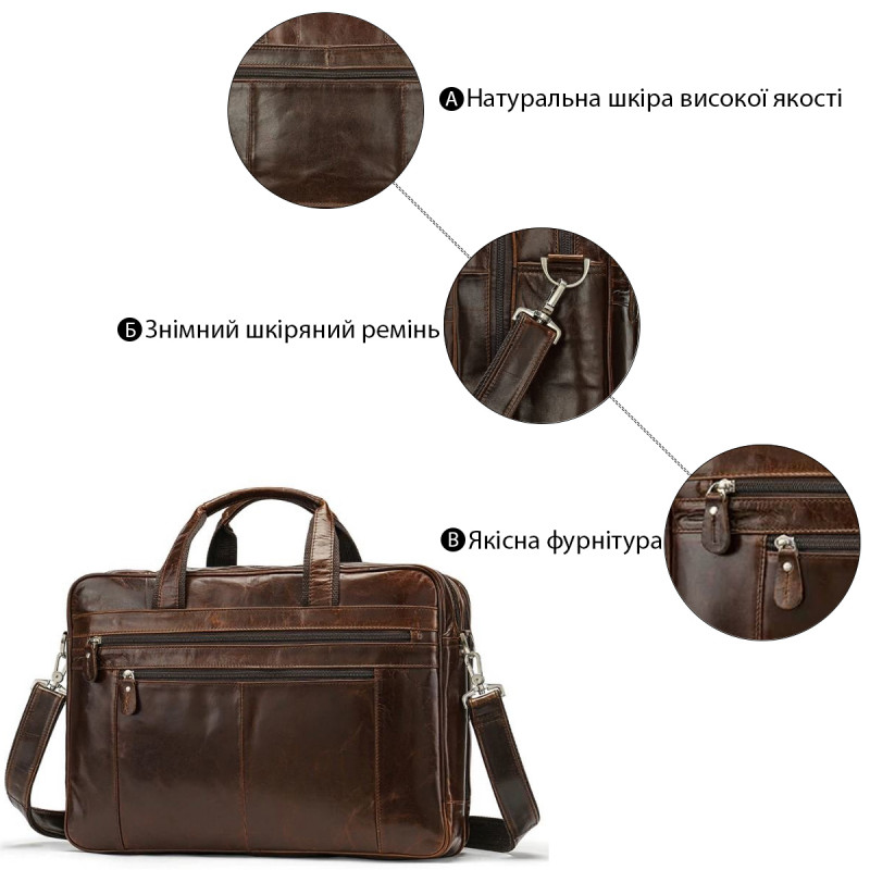 Сумка дорожная мужская кожаная Vintage Коричневая