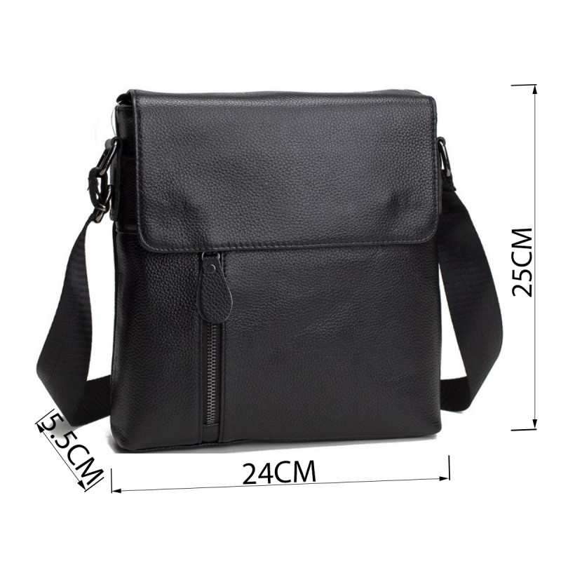 Сумка мессенджер Vintage кожаная Черная