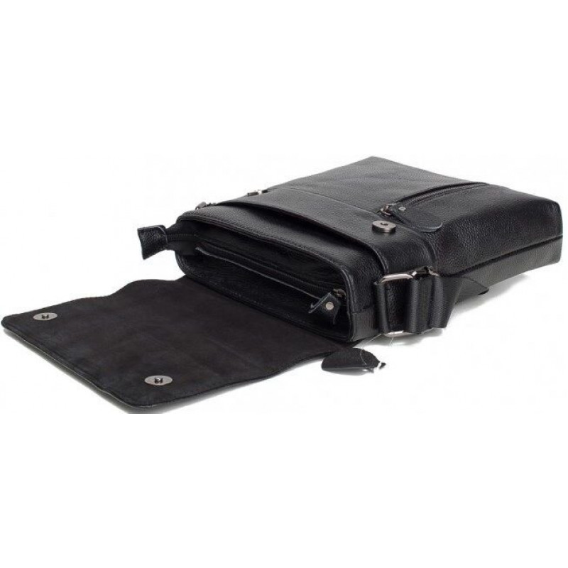 Сумка мессенджер Vintage кожаная Черная