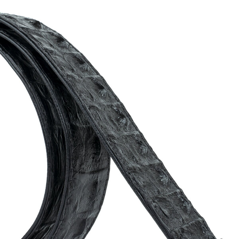 Ремень классика из натуральной кожи крокодила CROCODILE LEATHER Черный