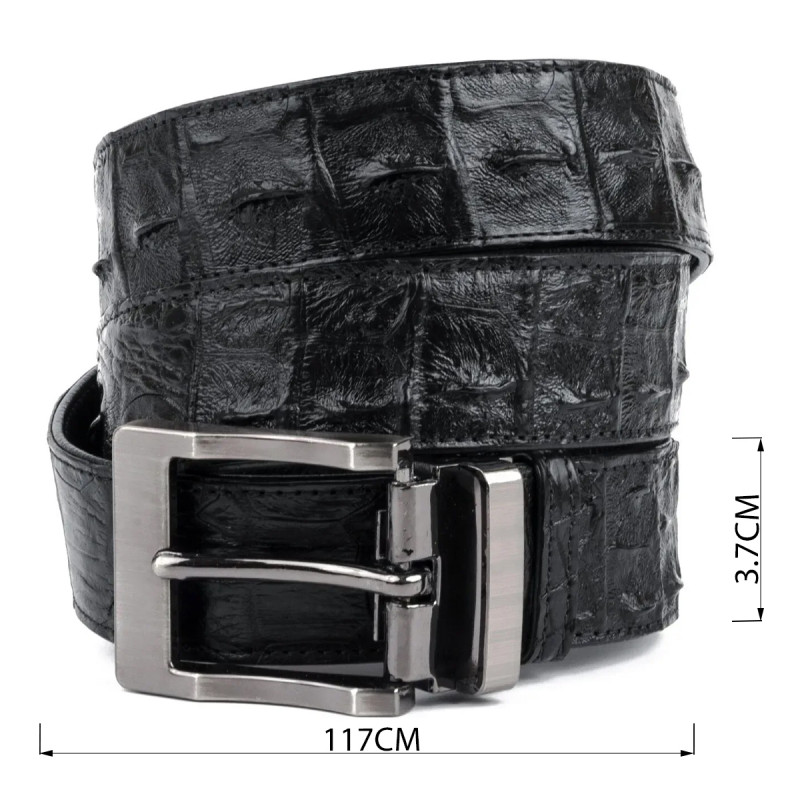 Ремень классика из натуральной кожи крокодила CROCODILE LEATHER Черный