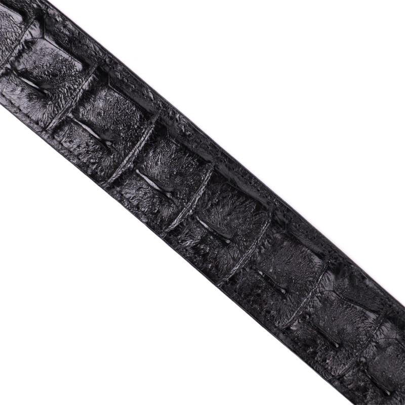 Ремень классика из натуральной кожи крокодила CROCODILE LEATHER Черный