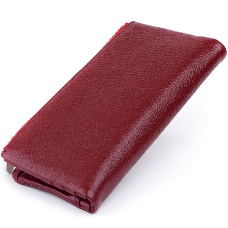 Вертикальный кошелек на кнопке женский ST Leather Бордовый