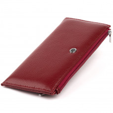 Горизонтальный тонкий кошелек из кожи женский ST Leather Бордовый