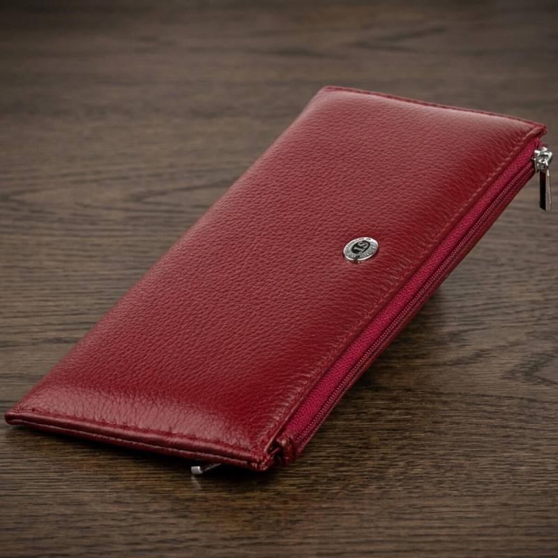 Горизонтальний тонкий гаманець зі шкіри жіночий ST Leather Бордовий