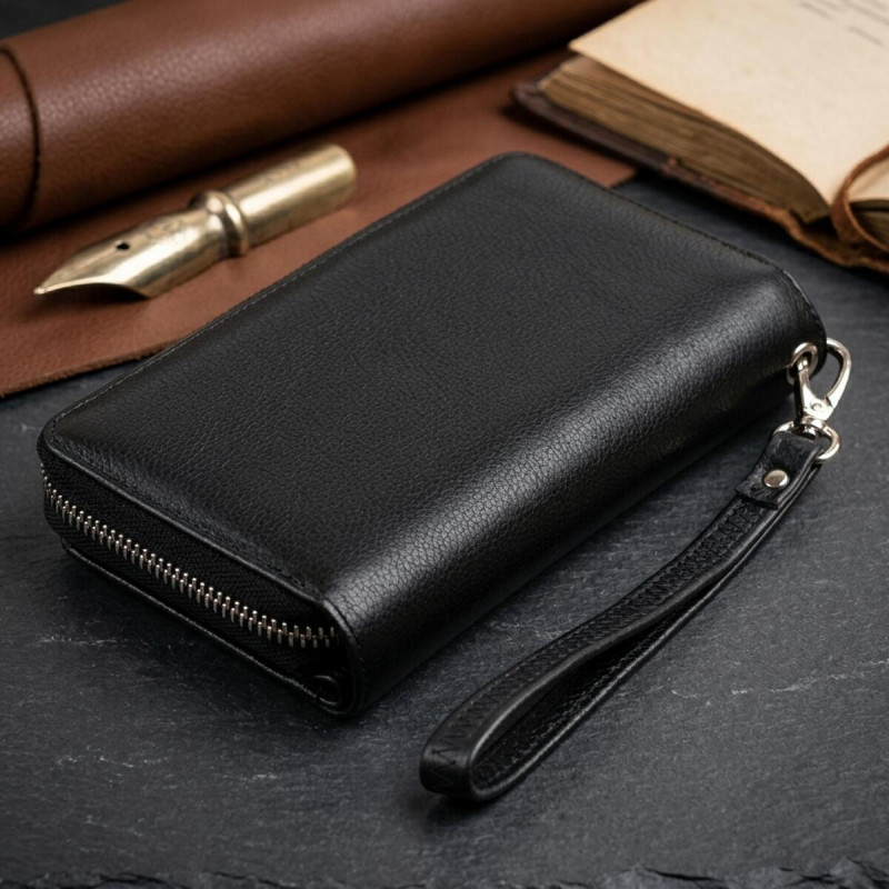 Гаманець зі шкіри на клямці ST Leather Чорний