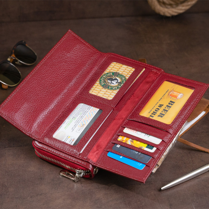 Кошелек кожаный женский ST Leather Бордовый