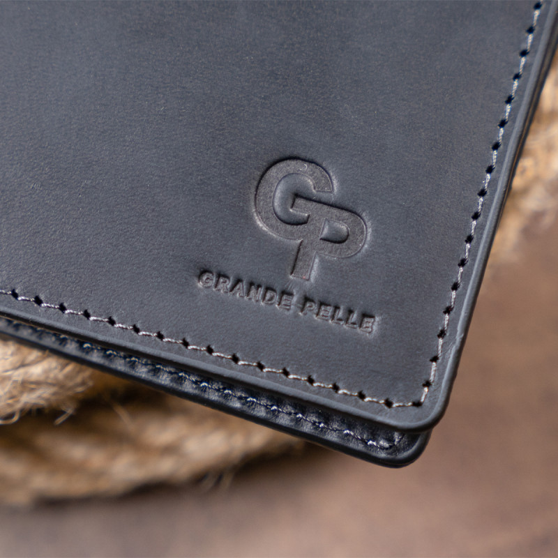 Портмоне на одне відділення в матовій шкірі GRANDE PELLE Чорне