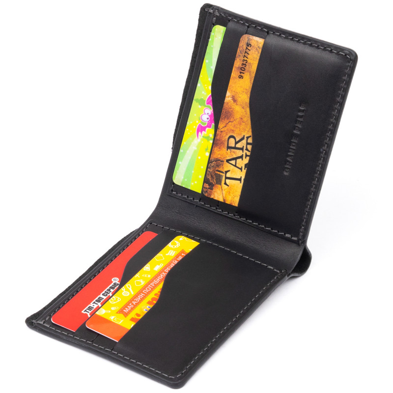 Портмоне на одне відділення в матовій шкірі GRANDE PELLE Чорне