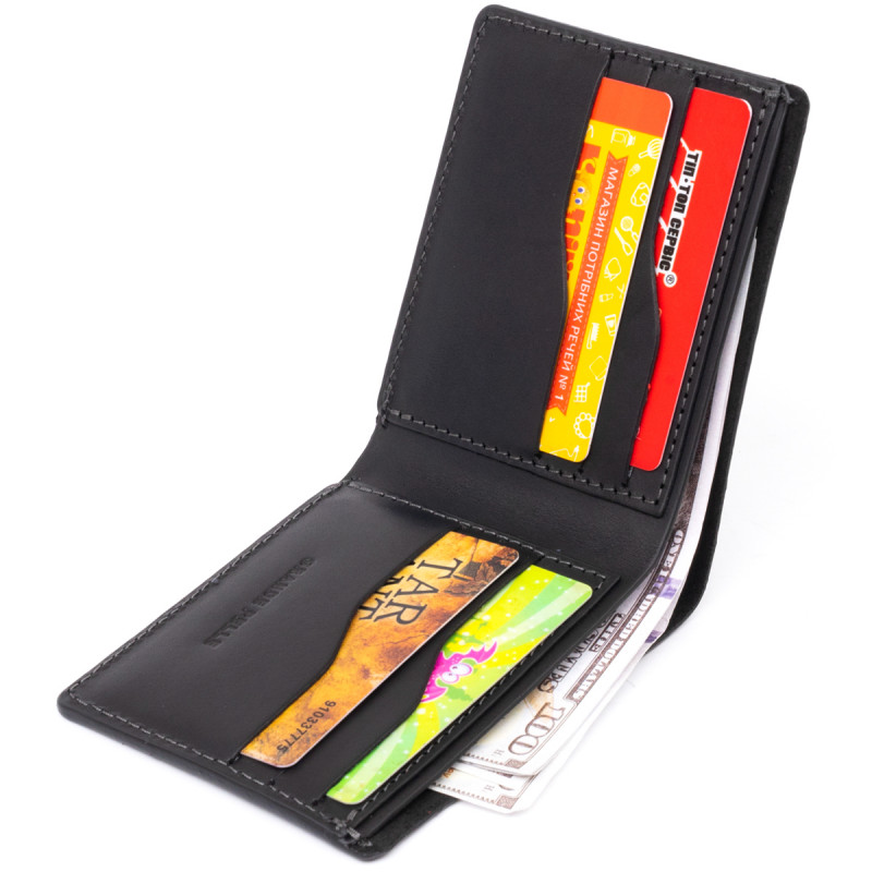 Портмоне на одне відділення в матовій шкірі GRANDE PELLE Чорне