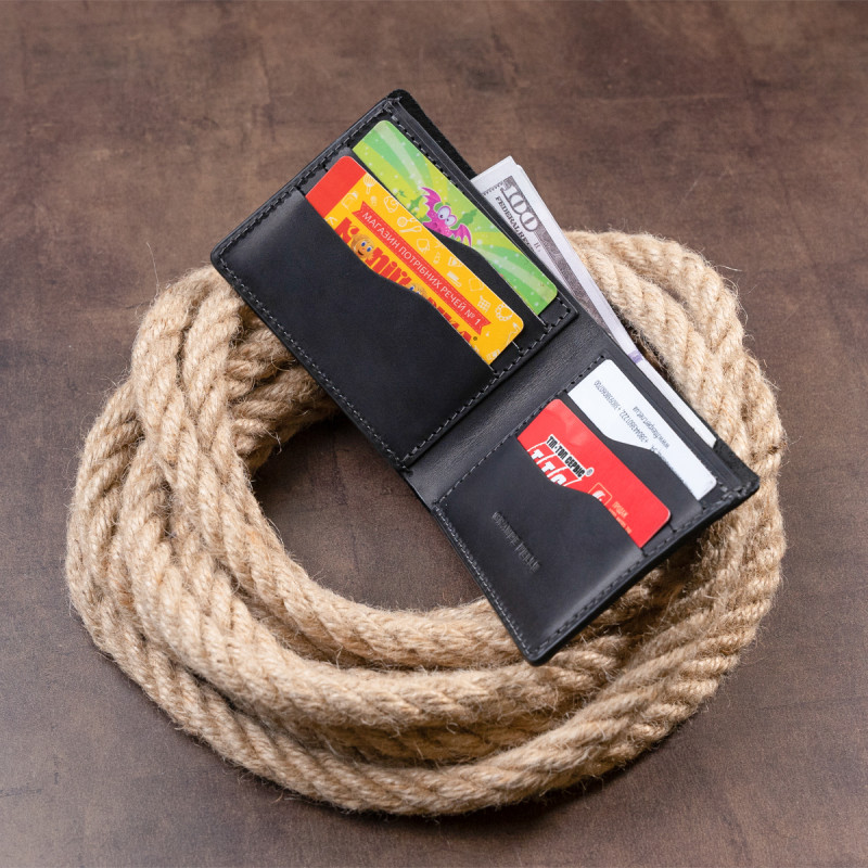 Портмоне на одне відділення в матовій шкірі GRANDE PELLE Чорне