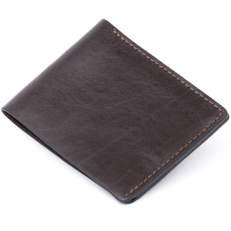 Стильне портмоне в гладкій шкірі GRANDE PELLE Коричневе