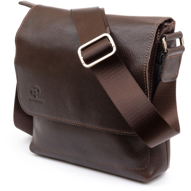 Сумка мессенджер в гладкой коже GRANDE PELLE Шоколадная