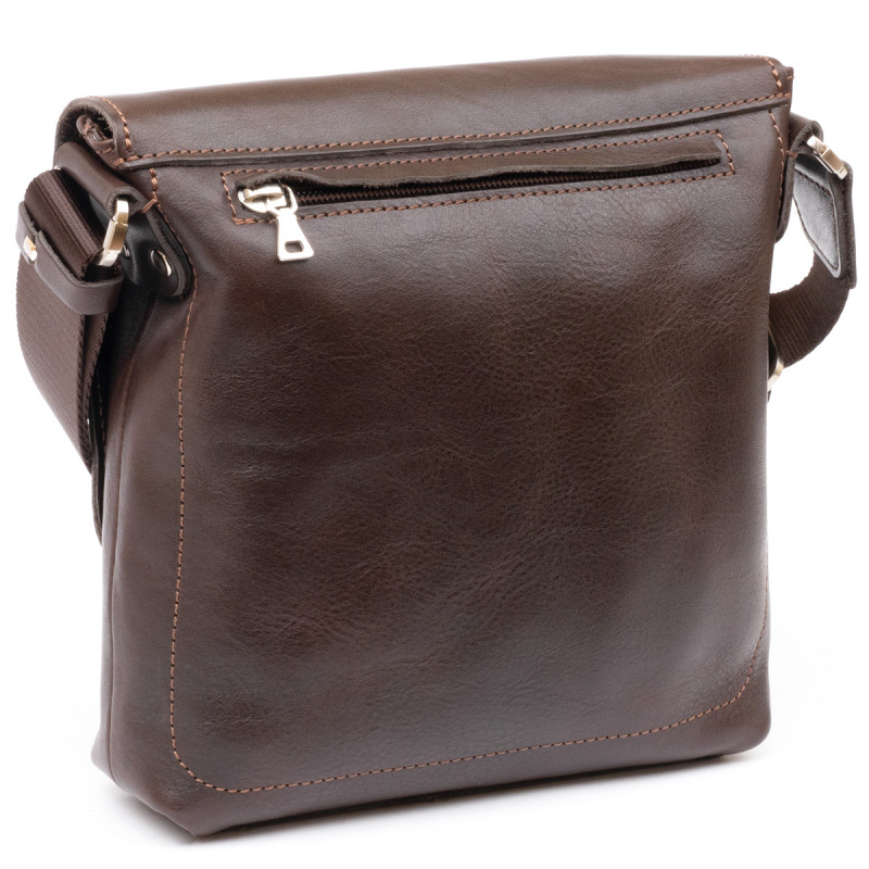 Сумка мессенджер в гладкой коже GRANDE PELLE Шоколадная