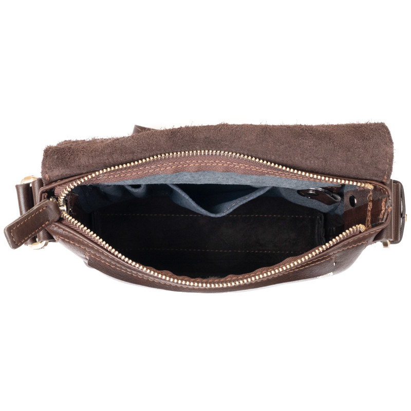 Сумка мессенджер в гладкой коже GRANDE PELLE Шоколадная