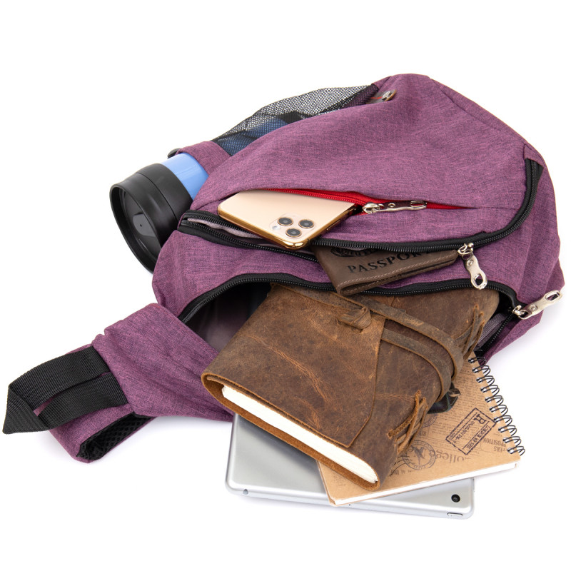 Сумка унисекс через плечо смарт текстильная Vintage Малиновая