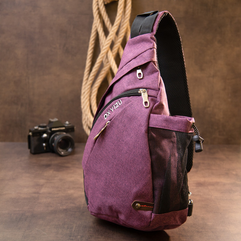 Сумка унисекс через плечо смарт текстильная Vintage Малиновая