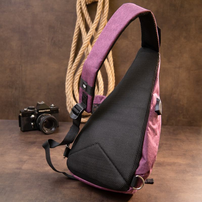 Сумка унисекс через плечо смарт текстильная Vintage Малиновая