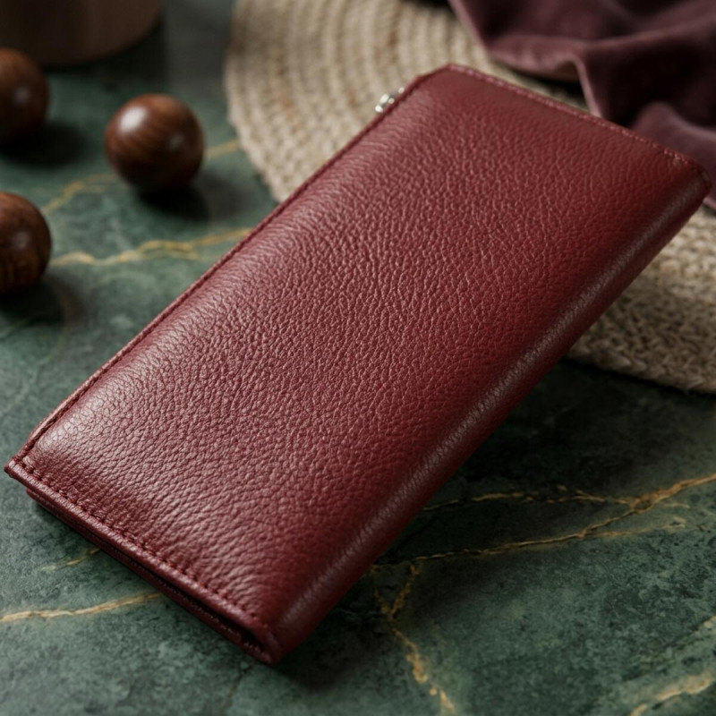 Стильный кожаный кошелек для женщин ST Leather  Темно-красный