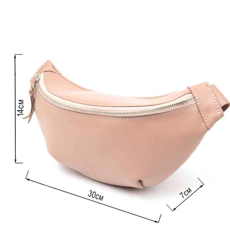 Практична шкіряна жіноча поясна сумка GRANDE PELLE Рожевий
