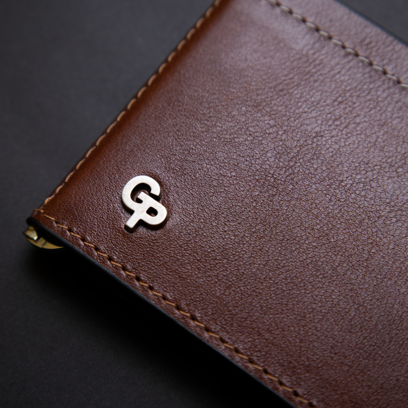 Мужской кожаный зажим для денег GRANDE PELLE Коричневый