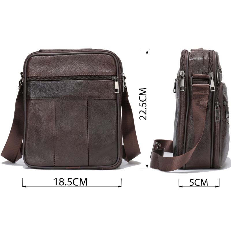 Мессенджер мужской с двумя карманами Vintage Коричневый