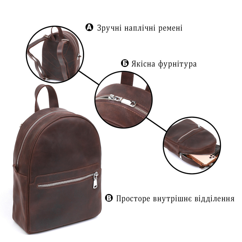 Винтажный женский рюкзак Shvigel Коричневый