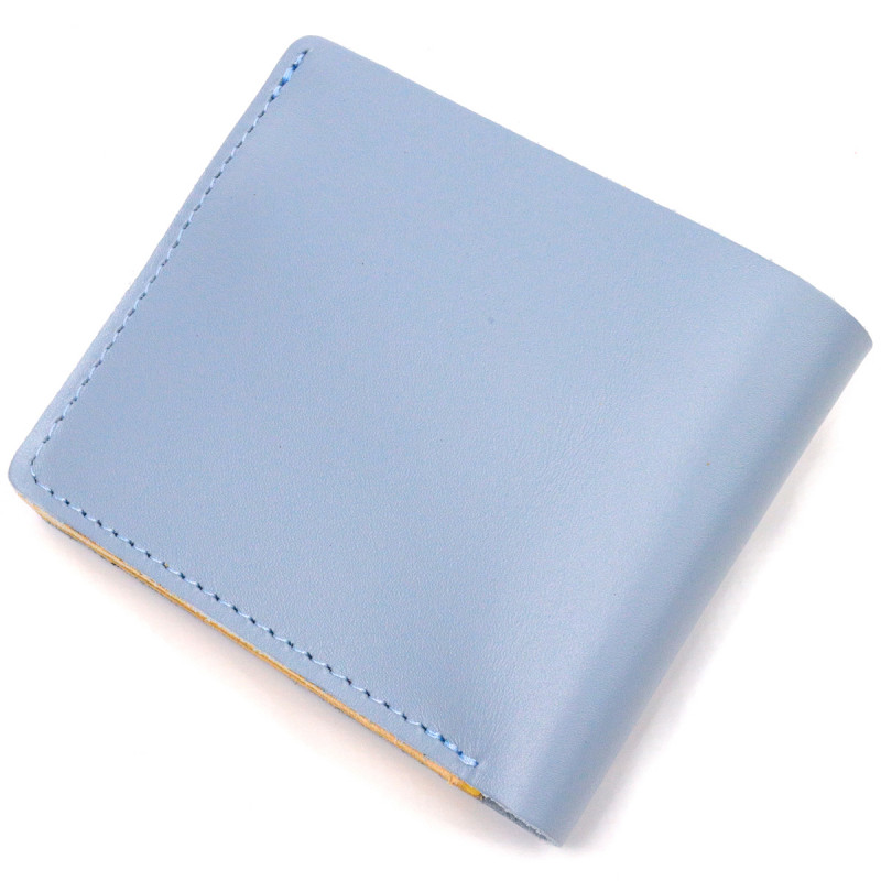 Оригінальне шкіряне портмоне у два додавання комбі двох кольорів Серце GRANDE PELLE Жовто-блакитне