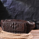 Модная поясная сумка из натуральной кожи с фактурой под крокодила Vintage Коричневая
