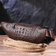 Модная поясная сумка из натуральной кожи с фактурой под крокодила Vintage Коричневая