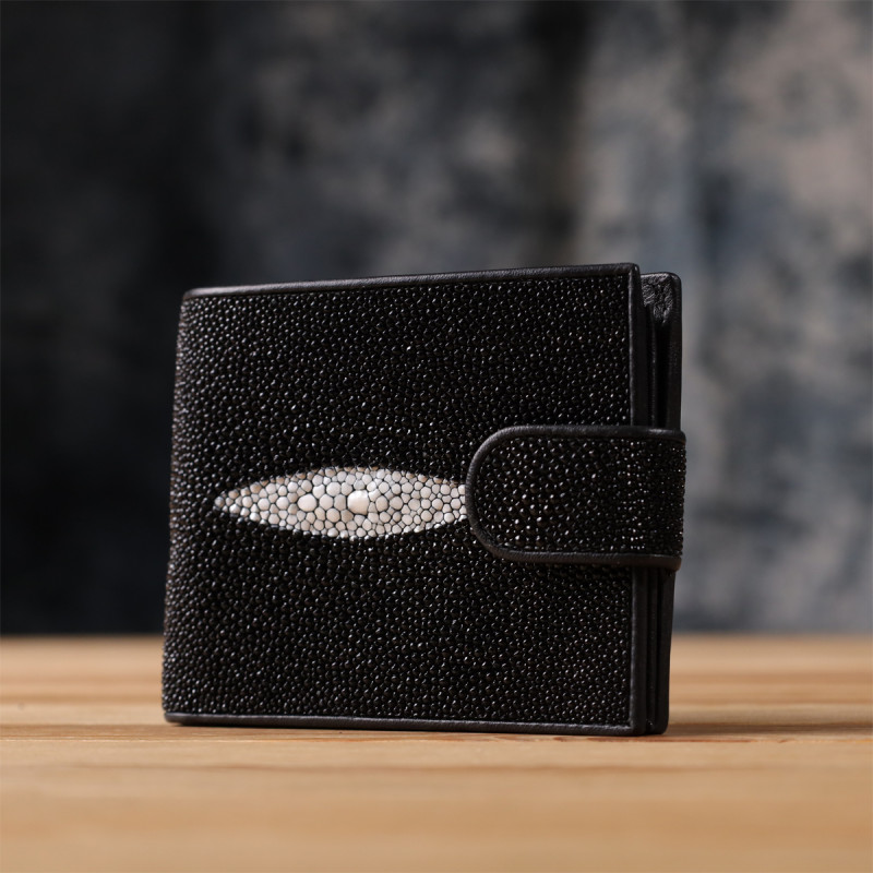 Портмоне мужское STINGRAY LEATHER из натуральной кожи морского ската Черное