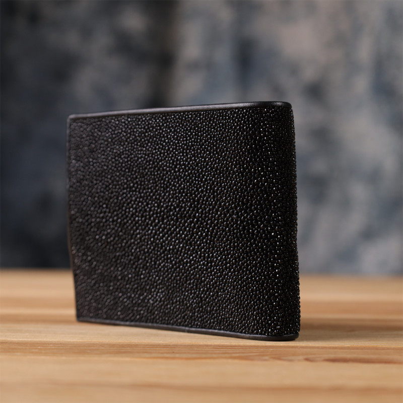 Портмоне мужское STINGRAY LEATHER из натуральной кожи морского ската Черное