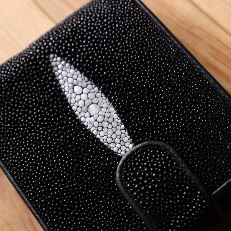 Портмоне мужское STINGRAY LEATHER из натуральной кожи морского ската Черное