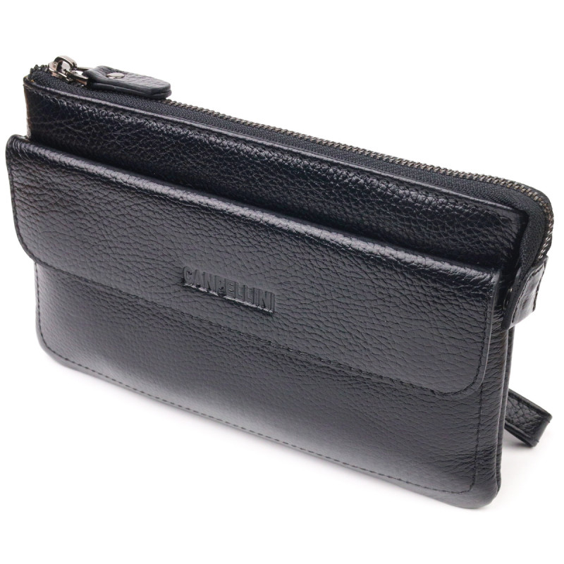Стильний клатч для чоловіків із натуральної шкіри CANPELLINI Чорний