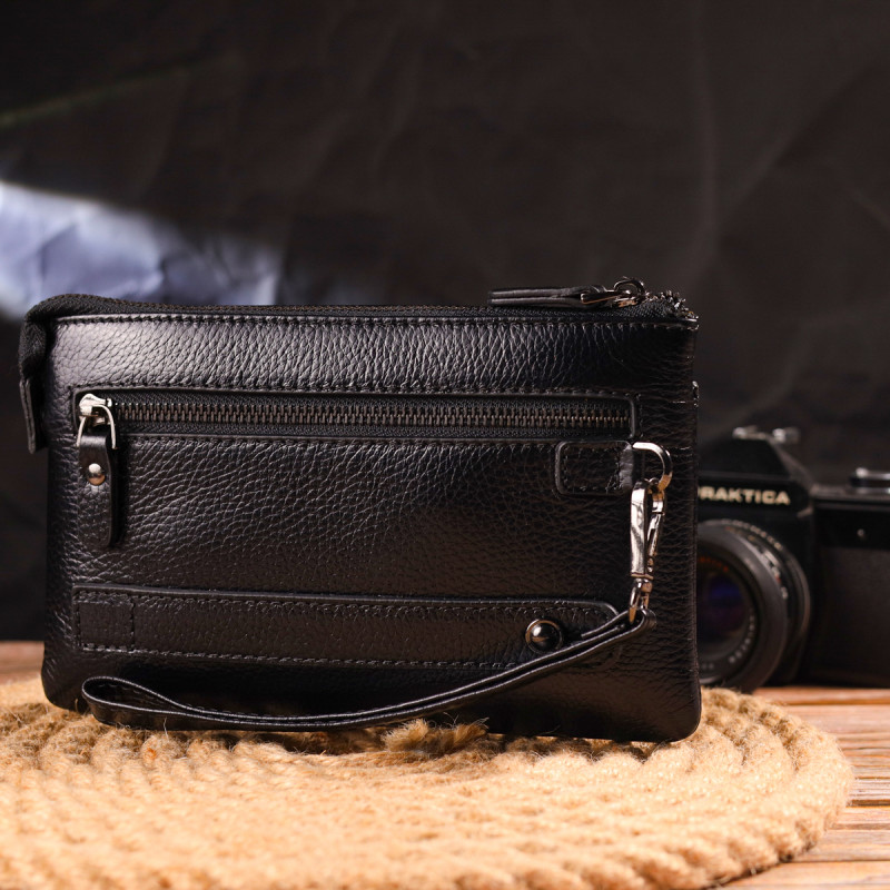 Стильний клатч для чоловіків із натуральної шкіри CANPELLINI Чорний