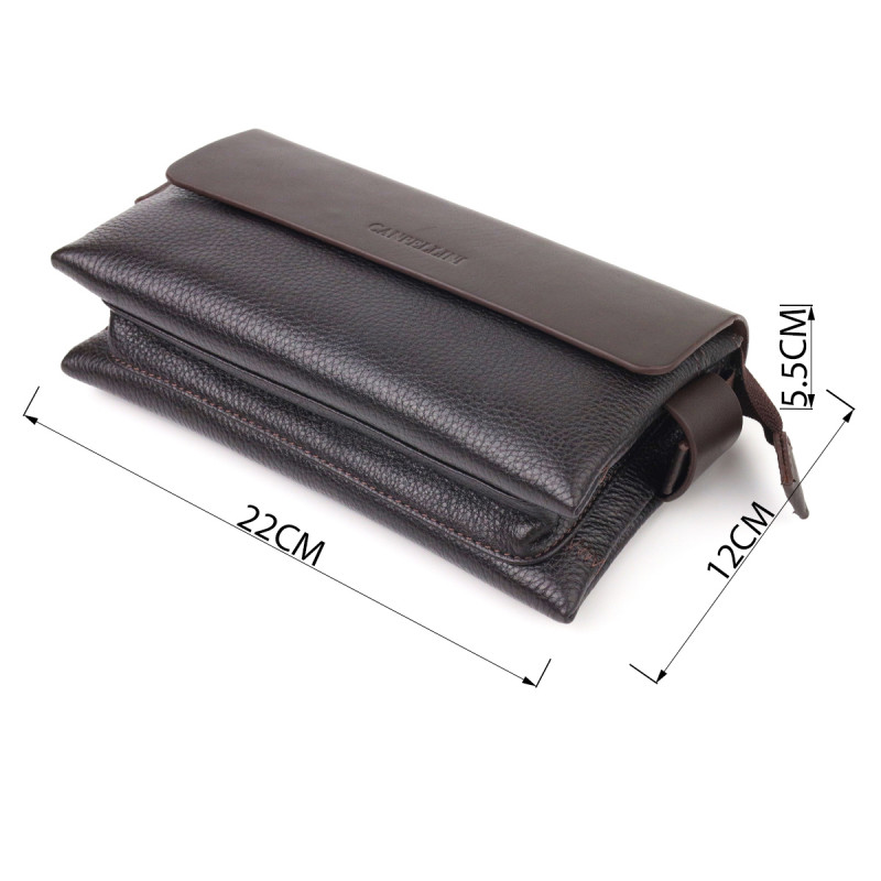 Стильний чоловічий клатч із натуральної комбінованої шкіри CANPELLINI Коричневий