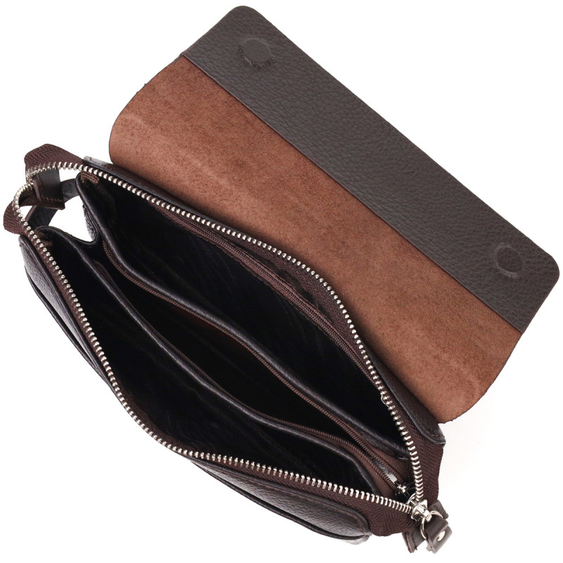 Стильний чоловічий клатч із натуральної комбінованої шкіри CANPELLINI Коричневий