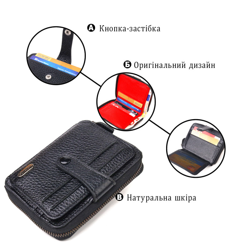 Стильное женское портмоне из натуральной кожи CANPELLINI Черное