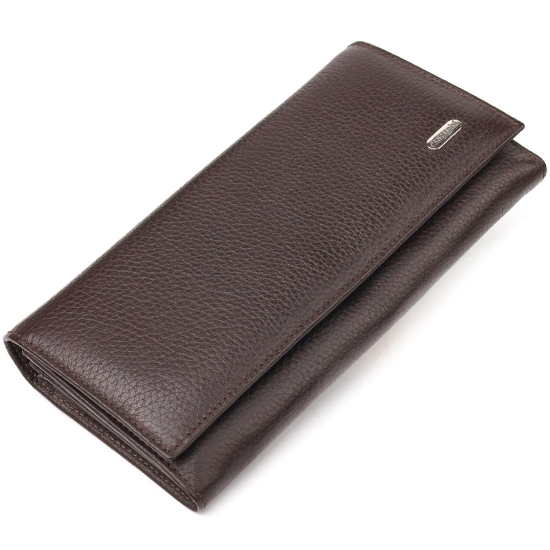 Функціональне жіноче портмоне з монетницею з натуральної шкіри CANPELLINI Коричневе