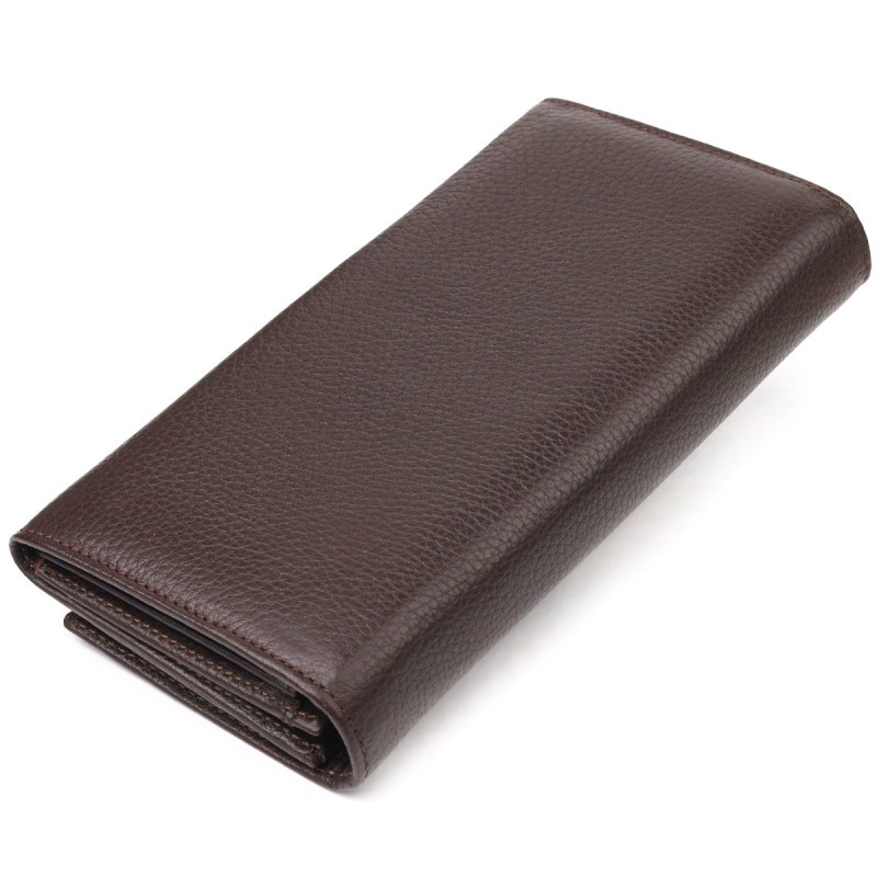 Функціональне жіноче портмоне з монетницею з натуральної шкіри CANPELLINI Коричневе