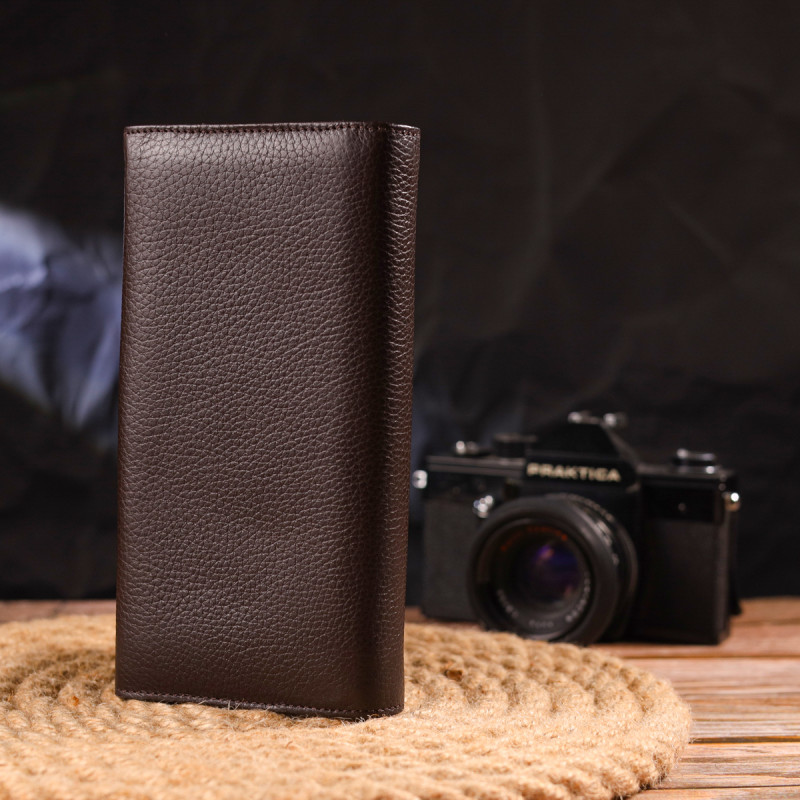 Функціональне жіноче портмоне з монетницею з натуральної шкіри CANPELLINI Коричневе