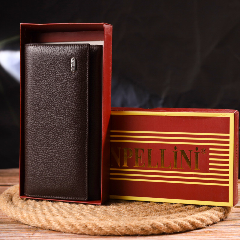 Функціональне жіноче портмоне з монетницею з натуральної шкіри CANPELLINI Коричневе