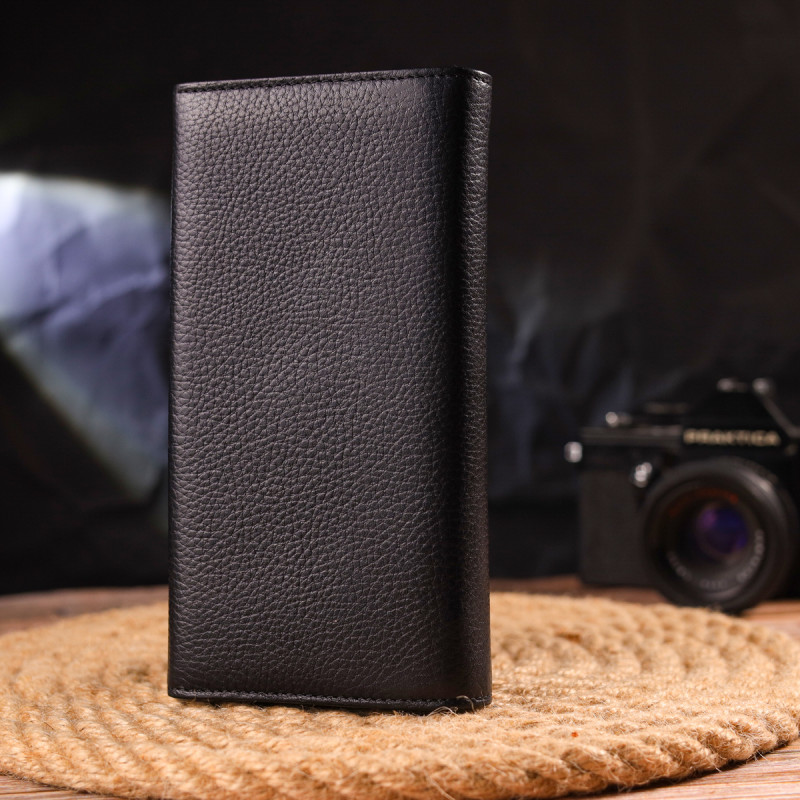 Женский кожаный кошелек для карт купюр и монет CANPELLINI Черный