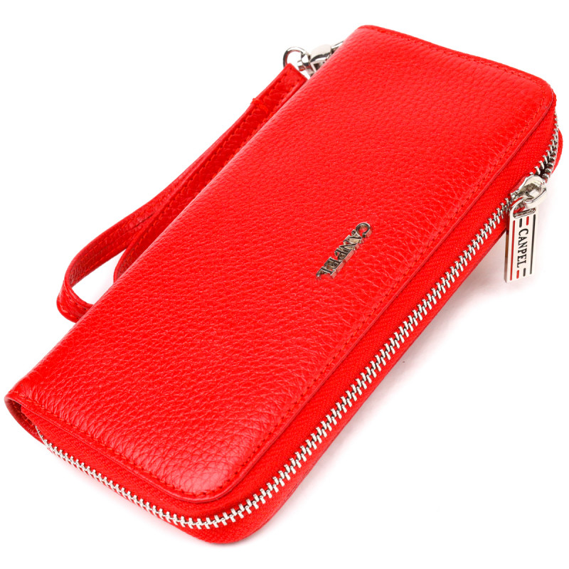 Яскравий гаманець для жінок з натуральної зернистої шкіри CANPELLINI Червоний