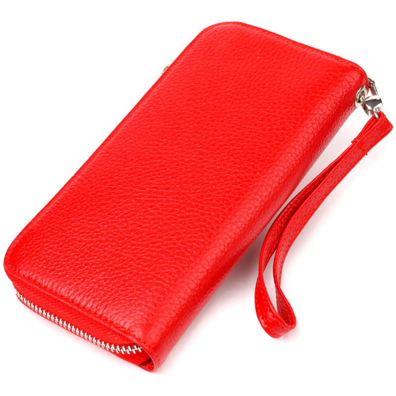 Яскравий гаманець для жінок з натуральної зернистої шкіри CANPELLINI Червоний